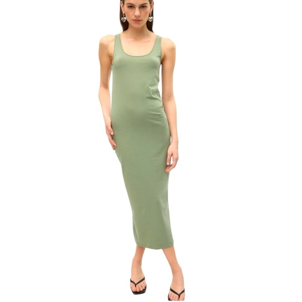 UB2 bodycon tank maxi dress size M green ribbed